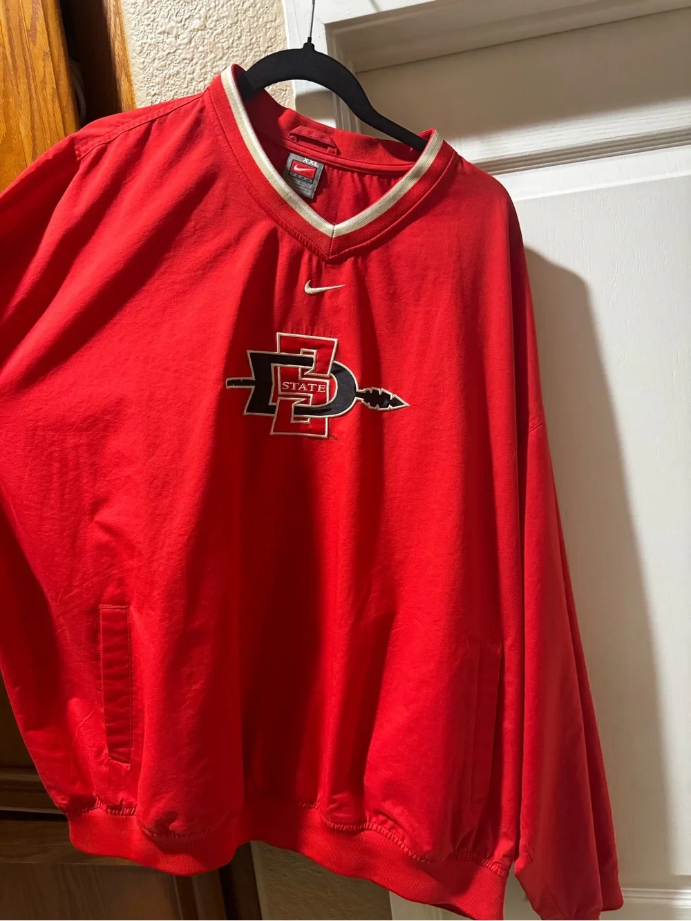 Nike Red V-Neck SDSU Aztecs Pullover with Black Logo